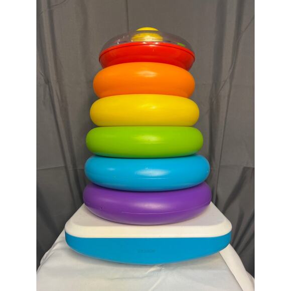 Fisher Price Large Rock A Stack, Stacking Ring Toy 6 Plastic Rings 15” Tall - Picture 2 of 9